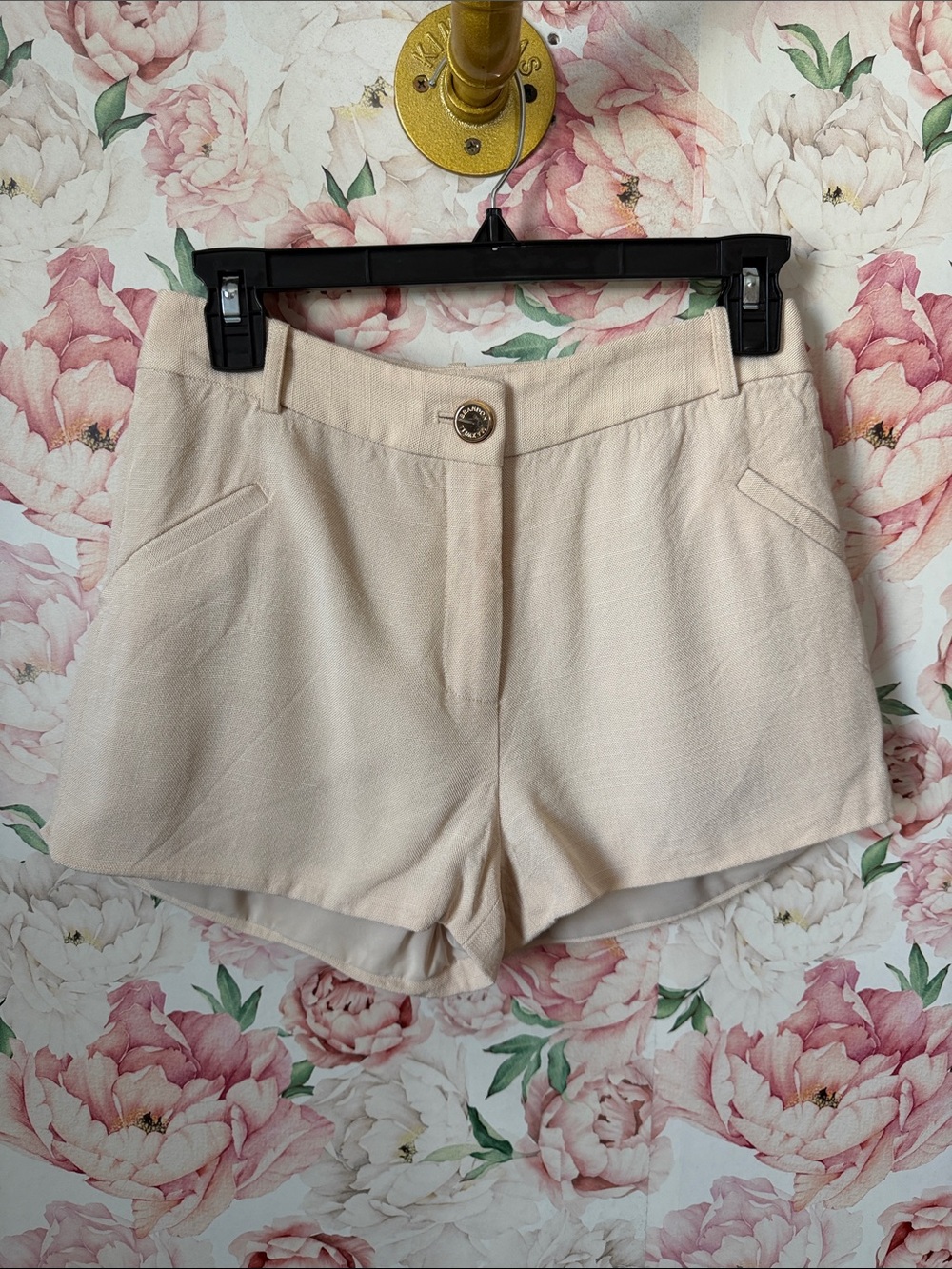 EUC Brandon Maxwell Beige Tweed Mini Shorts size 2 Women’s
